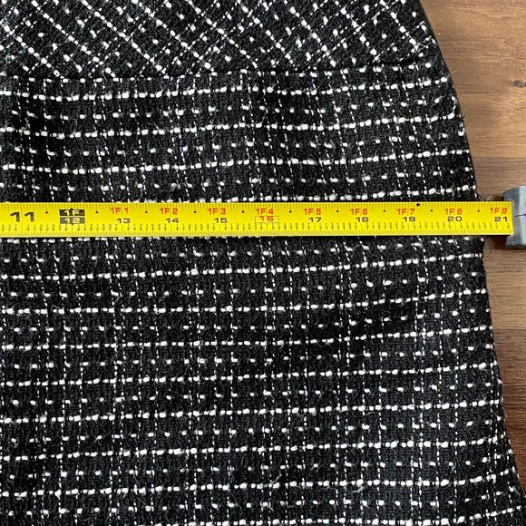 LOFT Black and White Wool Blend Skirt, - Picture 4 of 7